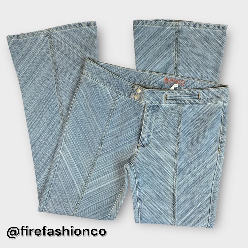 Buffalo David Bitton Denim Flare Jeans 31 Boho Bohemian Hippie Western Statement